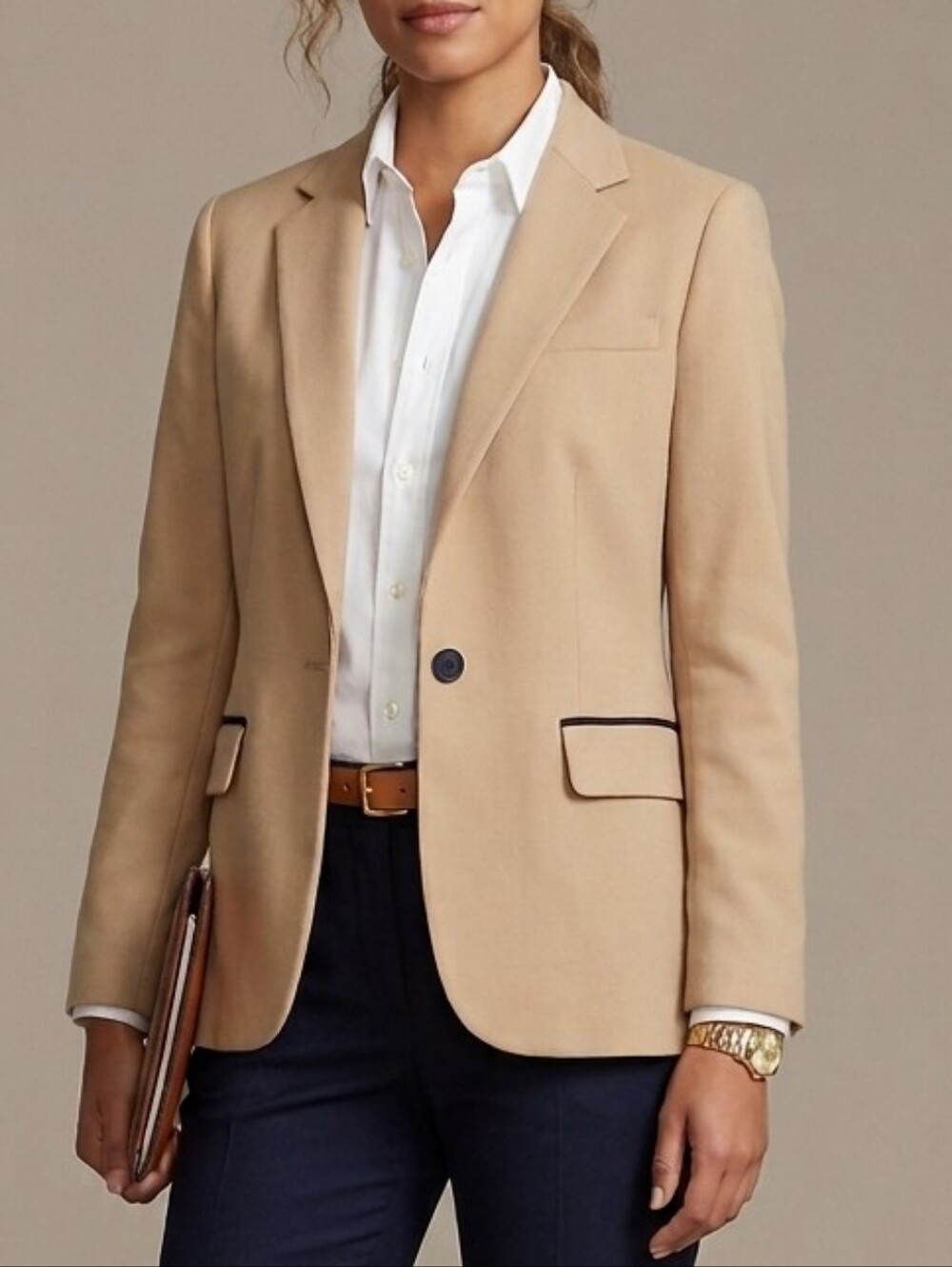 Ralph Lauren Beige Wool Blazer Suit Jacket Size 10 Preppy Heritage Professional